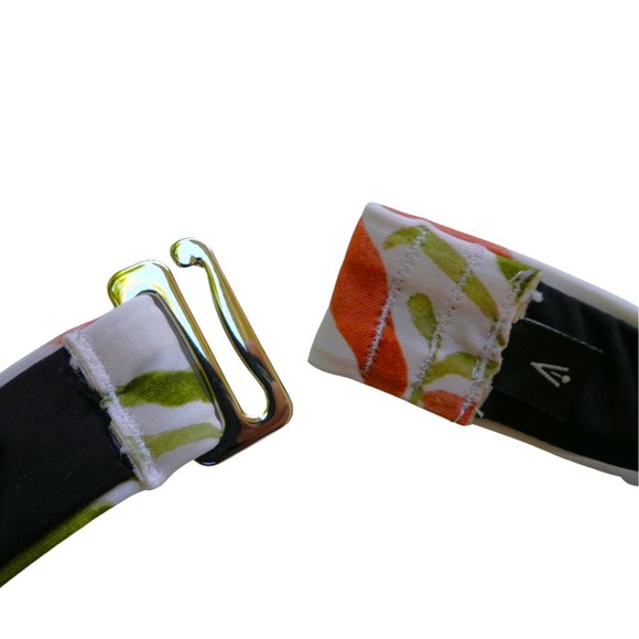 Andrea Iyamah Salama Bikini Top 3 Tier Pleated Sheer Ruffle Abstract Mushroom S - Picture 3 of 7